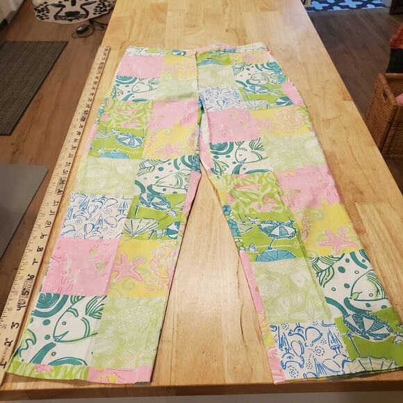 Lilly Pulitzer Pants - Lilly Pulitzer Pastel chef's blend patch Print  Straight Leg Pants Size 4